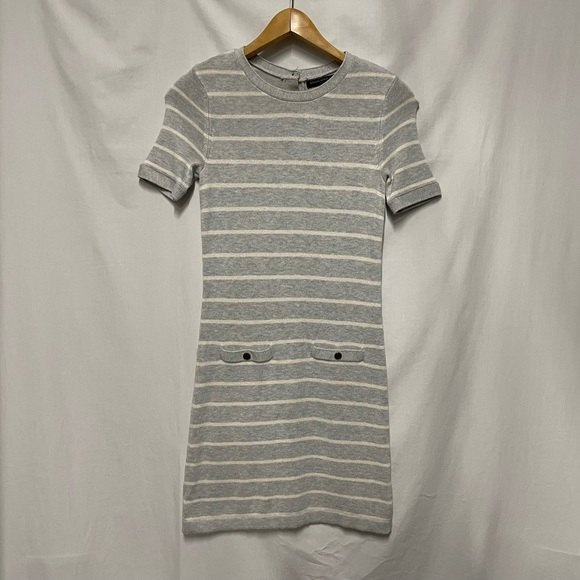 Banana Republic Grey Striped Knit Sweater Dress Short Sleeve Size XS - Picture 13 of 13